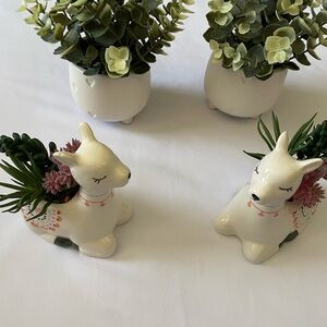 Charming White Ceramic Animal Planters